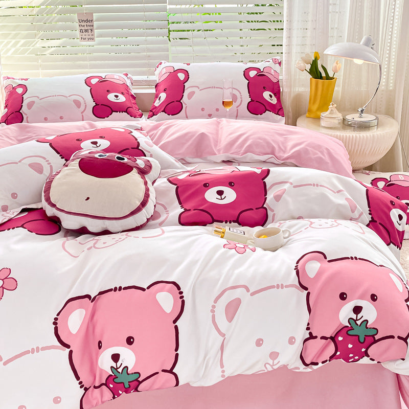 Playful Floral Cartoon Duvet Cover Set