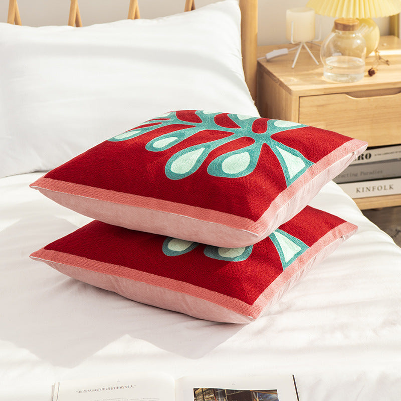 Decorative square decorative cushion with jacquard fabric and decorative tassels