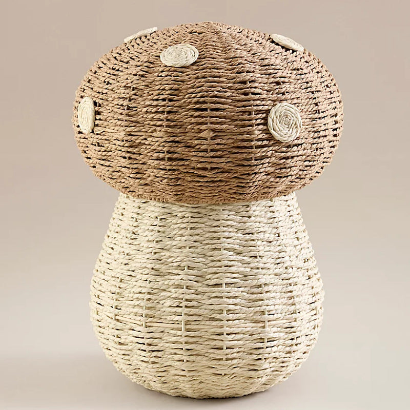 Playful storage basket in mushroom design