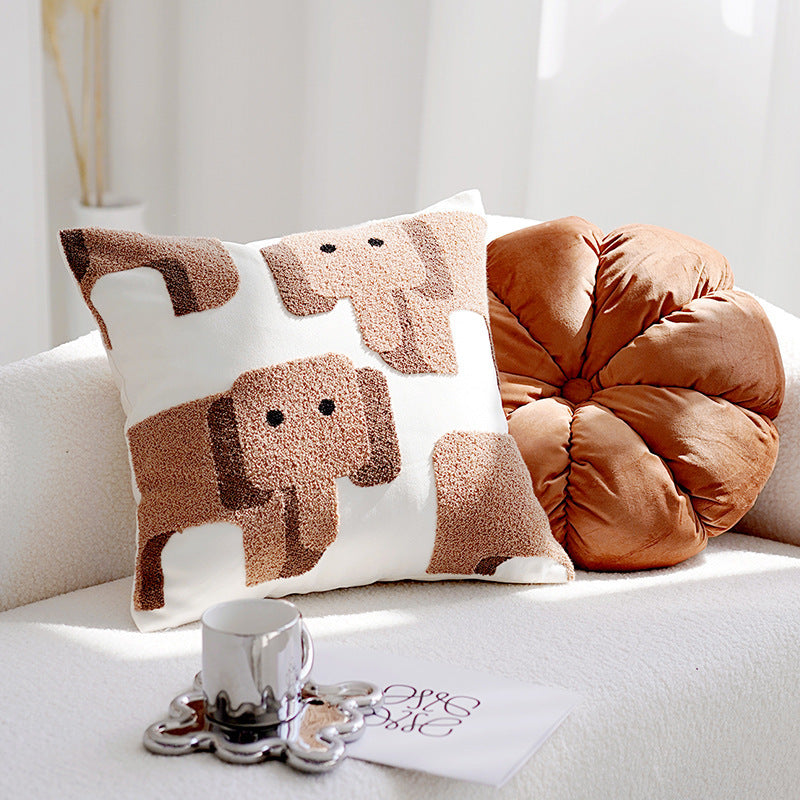 Elephant-Themed Decorative Throw Pillow