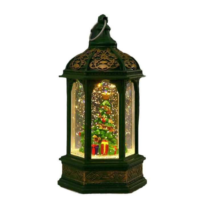 Nostalgic Christmas lantern with moving Santa Claus