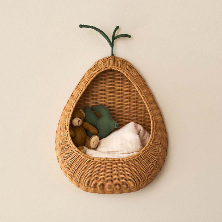 Playful wall basket in pear design