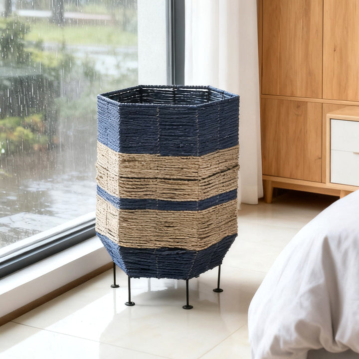 Decorative laundry basket with metal legs