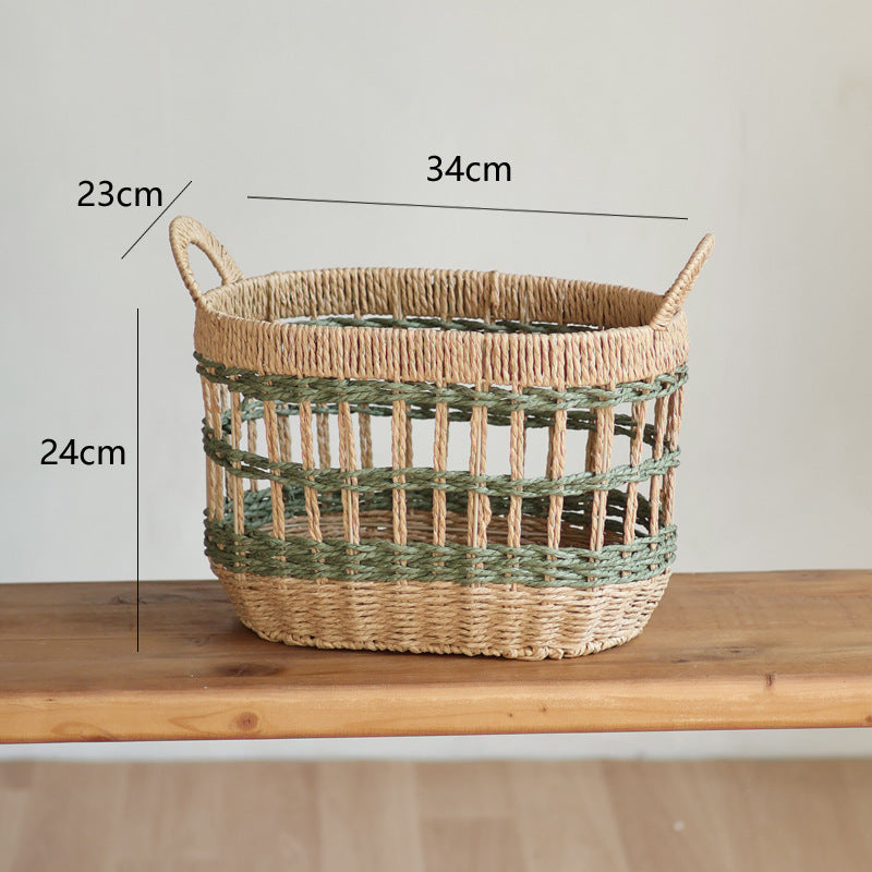 Handcrafted storage basket with natural material
