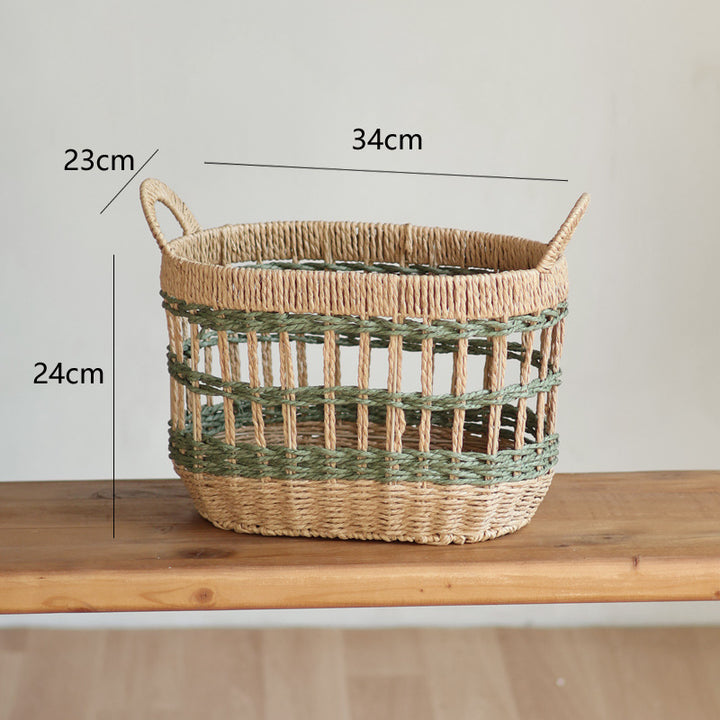 Handcrafted storage basket with natural material
