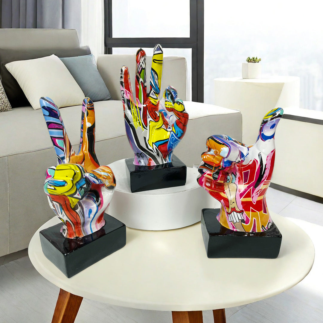 Stylish hand sculptures with colorful design
