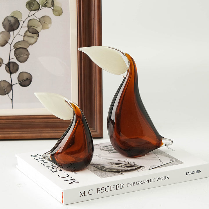 Hand-Blown Curvilinear Tabletop Glass Sculpture with Organic Loop Form