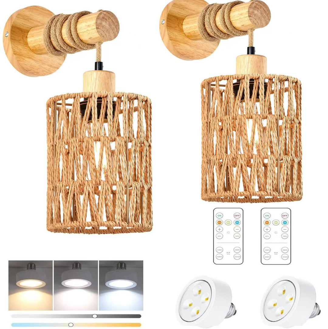 Rustic Woven Wall Light Fixture