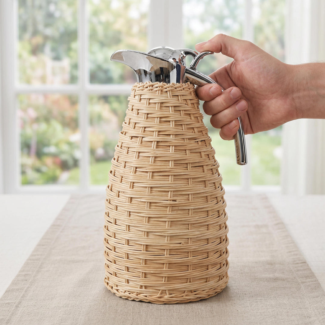 Stylish water carafe with woven design