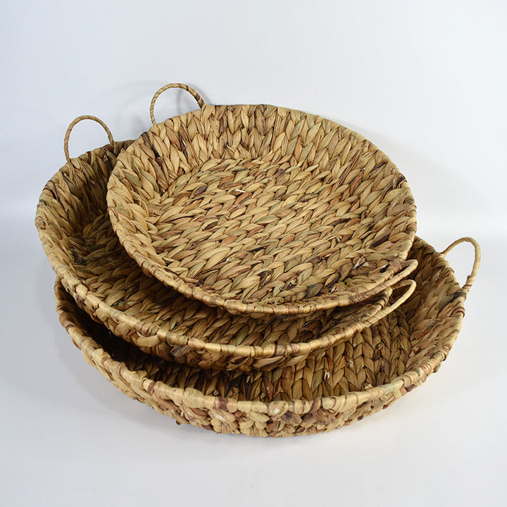 Handwoven Natural Serving Tray Set