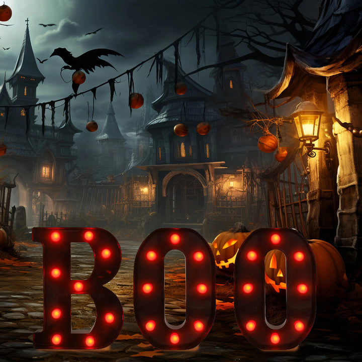 Illuminated Marquee BOO Word Table LED Sign Halloween Decoration