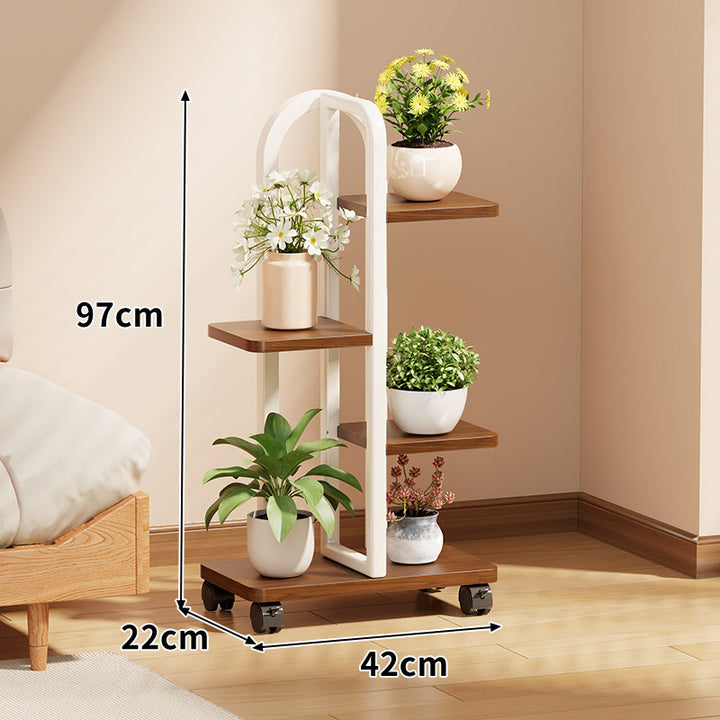 Rolling Vertical Plant Display Shelf with Arch Handle
