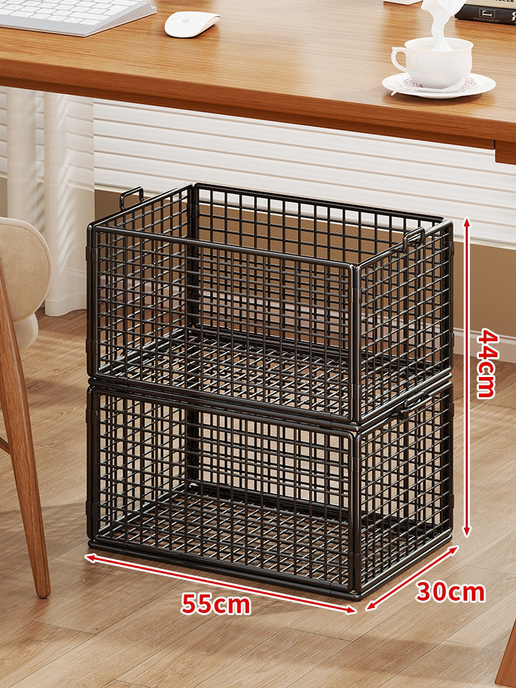 Rolling Wire Mesh Under-Desk Storage Cart with Swivel Casters