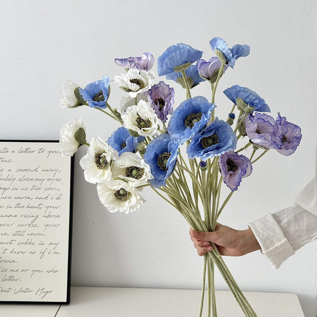 Realistic Poppy Floral Bouquet for Home Decor