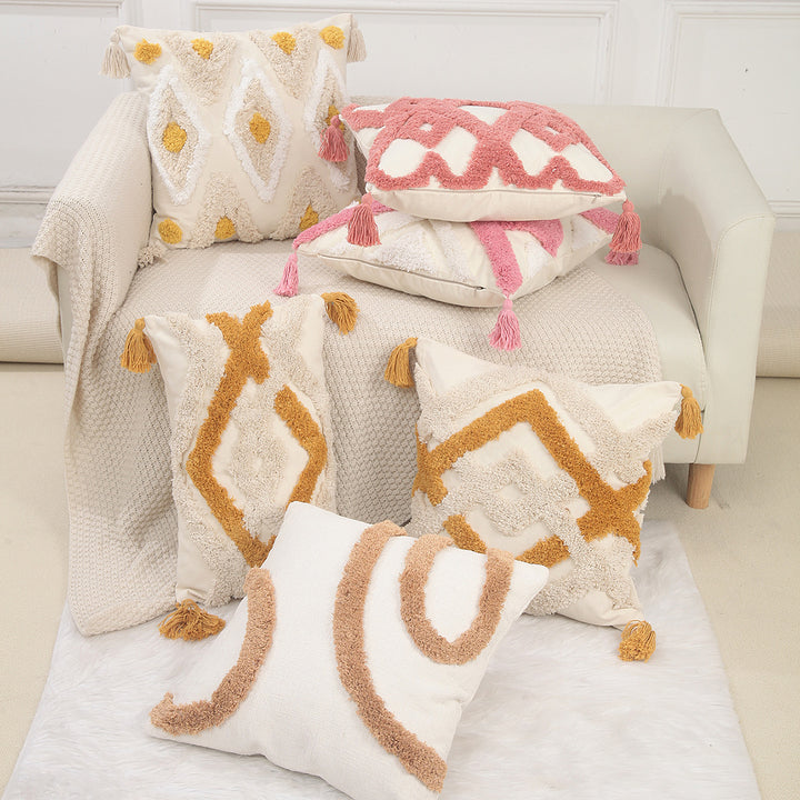 Geometric Patterned Macrame Cushion