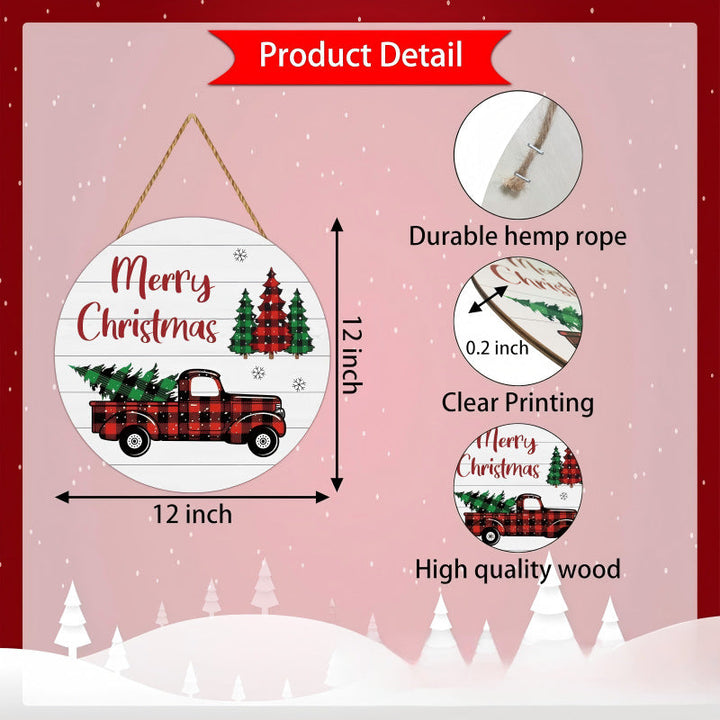 Decorative wooden sign with winter motifs