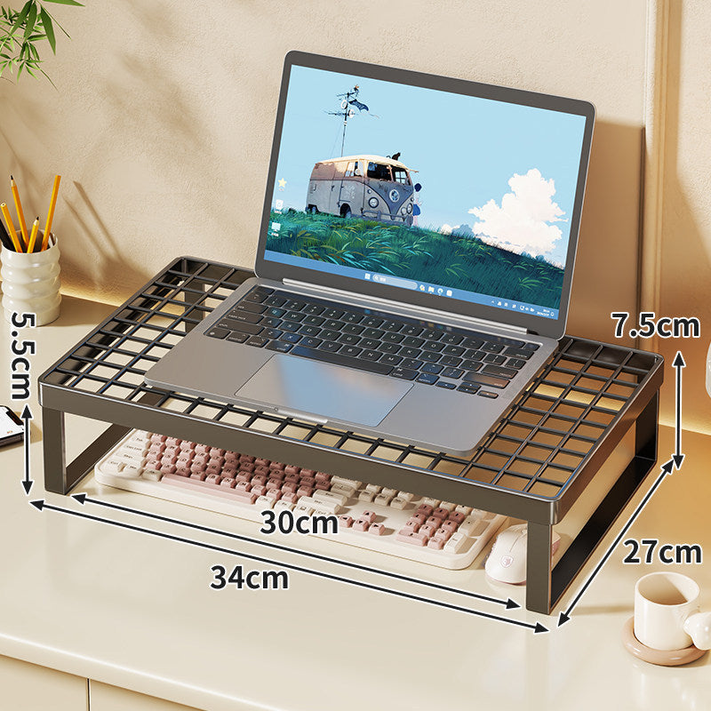 Elevated Mesh Laptop Stand Riser with Under-Keyboard Storage
