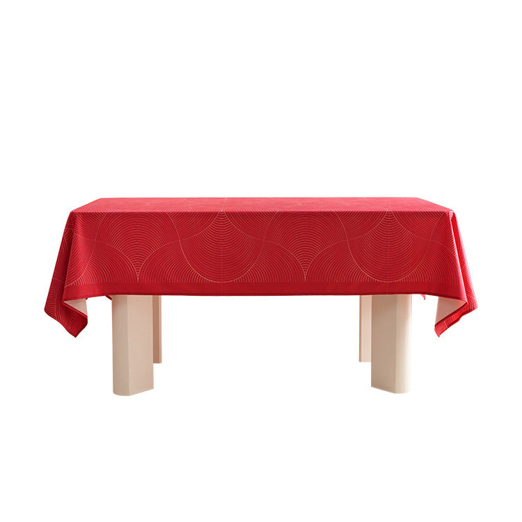 Rectangular wipeable tablecloth in semicircle jacquard with easy-care coating