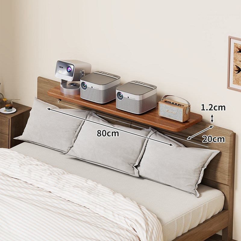 Headboard-Mounted Floating Bedside Shelf for Projectors and Devices