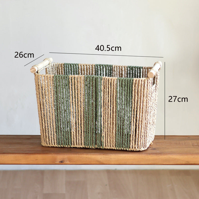 Handcrafted storage basket with natural fiber
