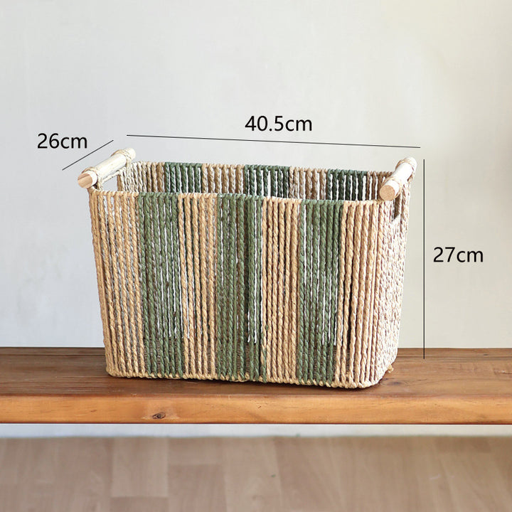 Handcrafted storage basket with natural fiber