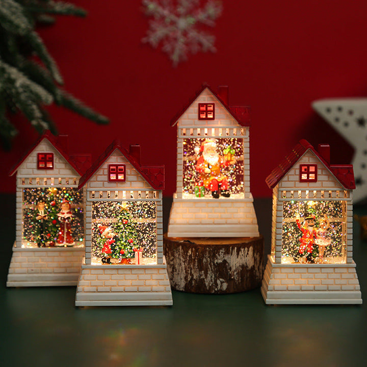 Illuminated Christmas village with moving figures