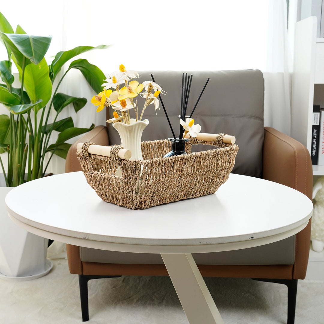 Natural Fiber Storage Basket with Handles