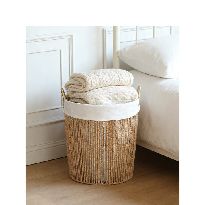 Braided basket with fabric insert