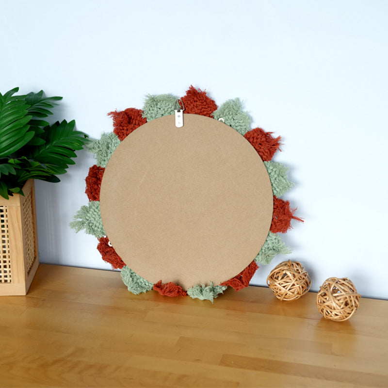 Wall mirror with decorative macrame frame