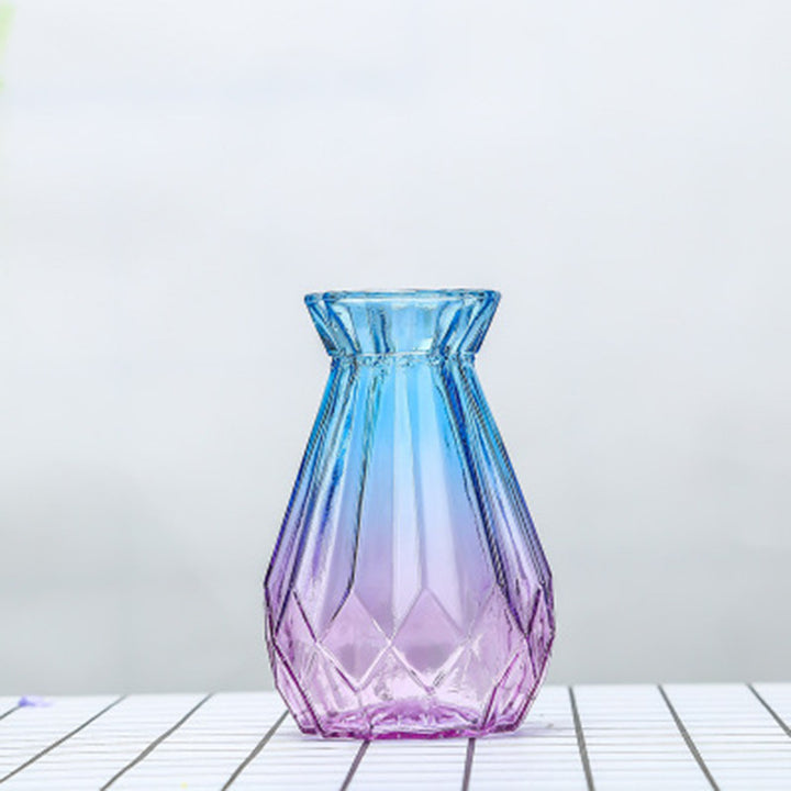 Geometric Patterned Glass Flower Vase