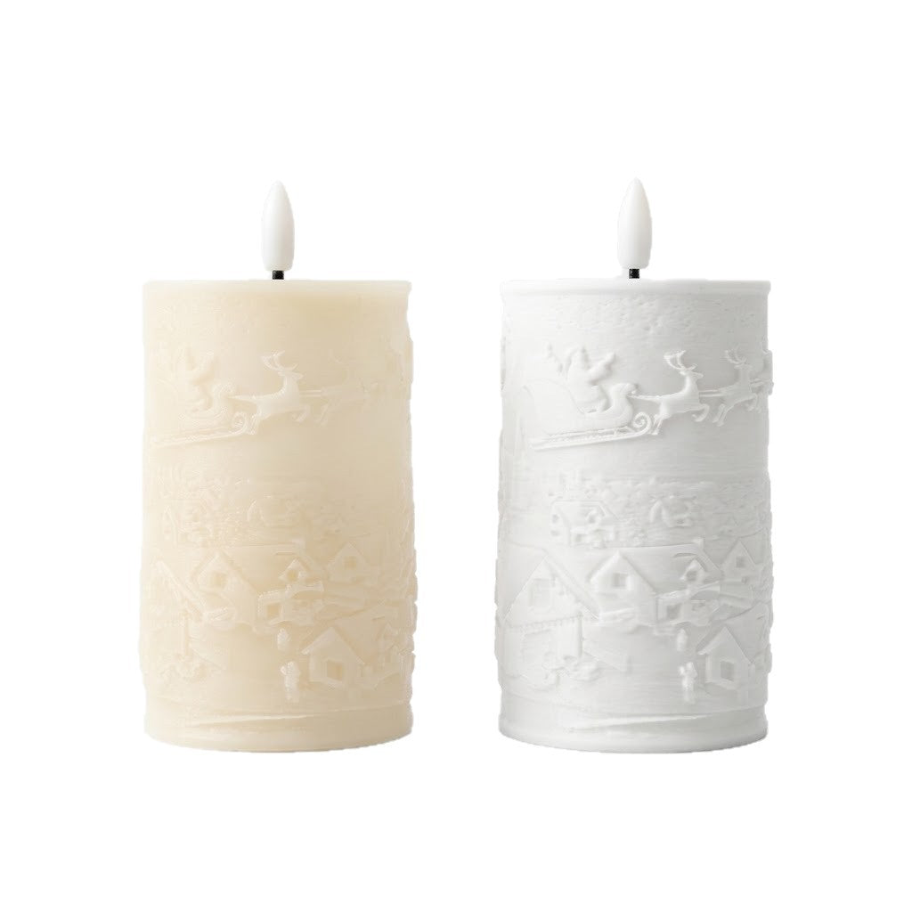 Fragrant pillar candle with high relief design