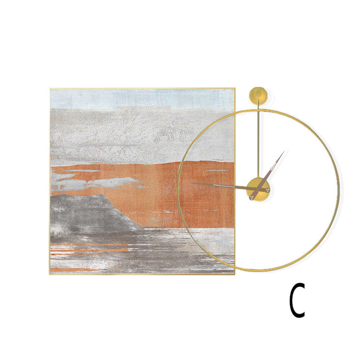 Artistic Wall Clock and Framed Abstract Artwork