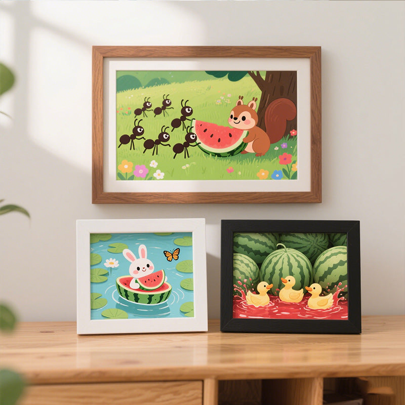 Playful Animal Illustration Art Frame