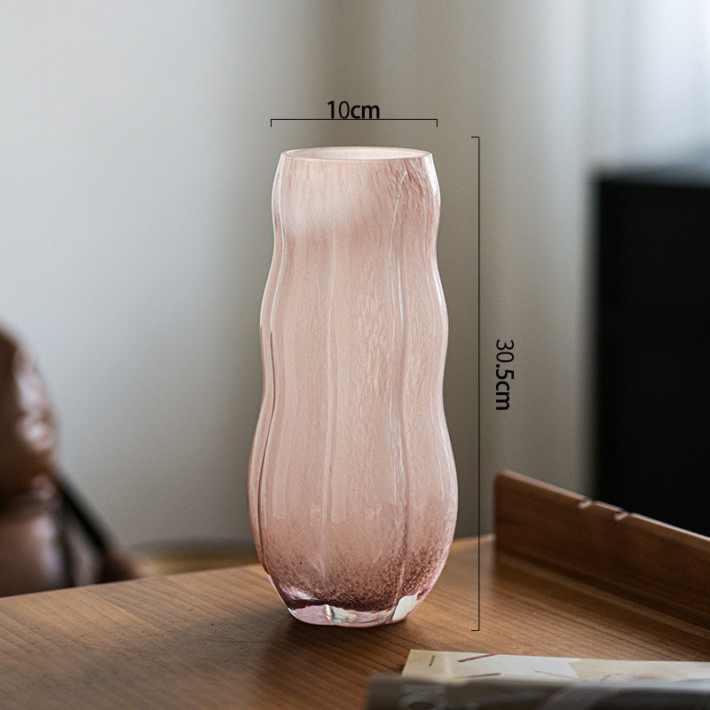 Handcrafted Speckled Textured Glass Tabletop Accent Vase with Curved Bulb Silhouette