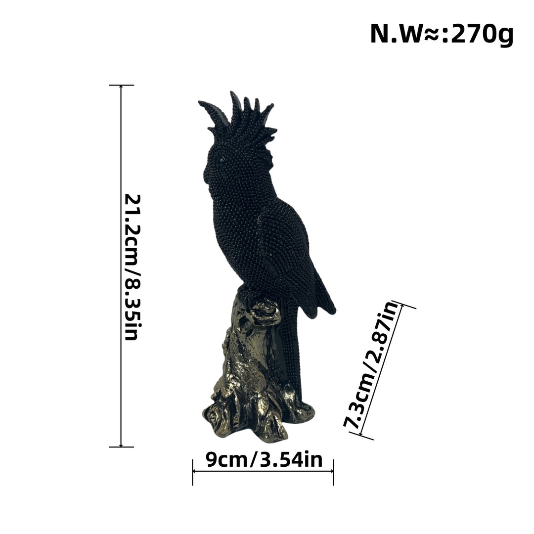 Shiny parrot figure on log