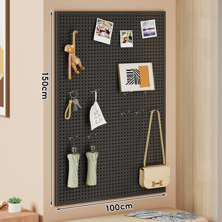Wall-Mounted Perforated Pegboard Organizer Panel with Modular Hooks