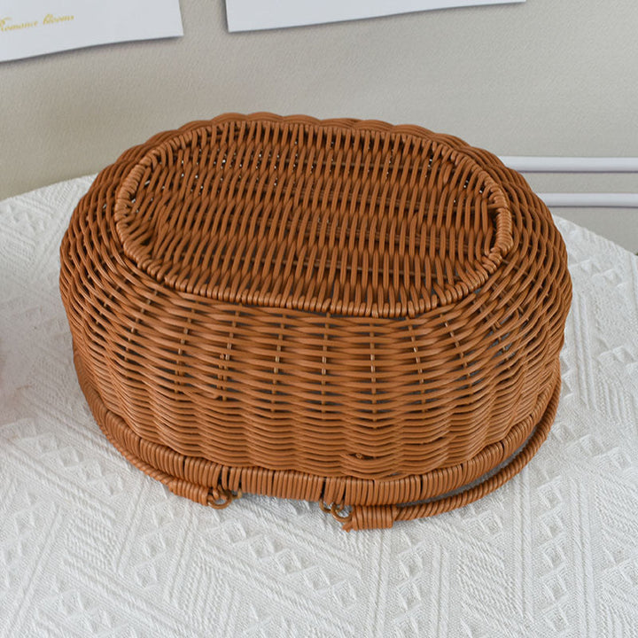 Handcrafted Woven Storage Basket with Lid