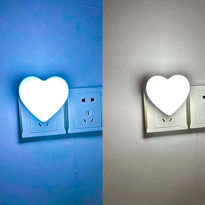 Heart-shaped plug-in ambient night light with soft LED lighting