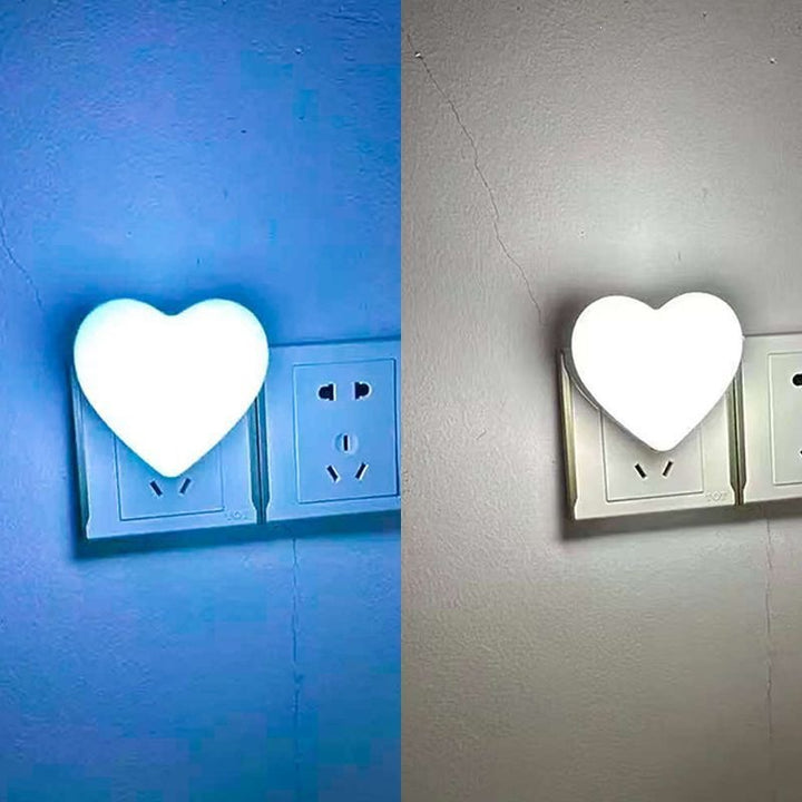 Heart-shaped plug-in ambient night light with soft LED lighting