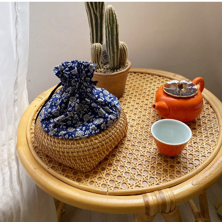 Charming storage bag made of hand-woven rattan