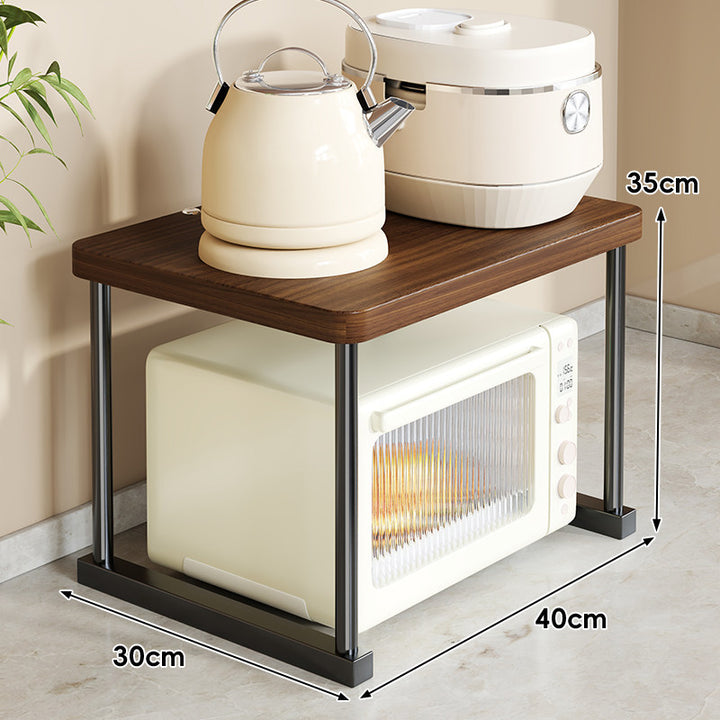 Countertop Appliance Riser Shelf with Wood-Top and Metal Frame