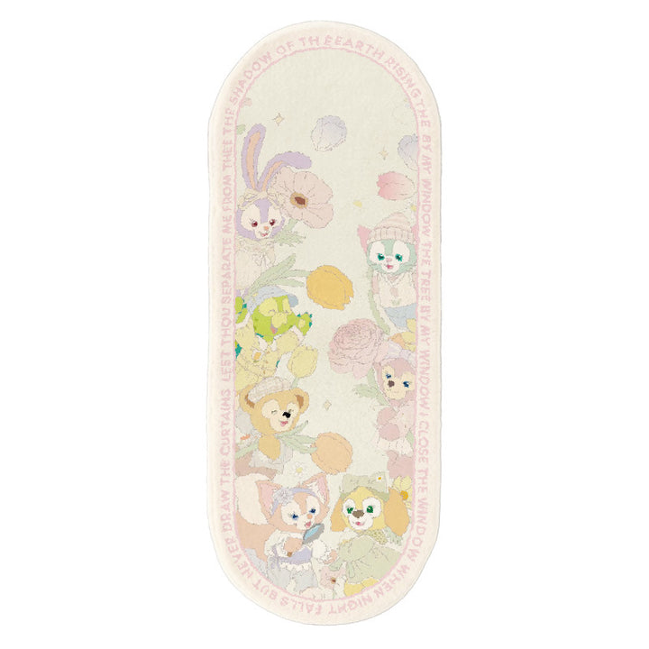 Plush Oval Runner Rug with Cute Cartoon Bear & Friends Print