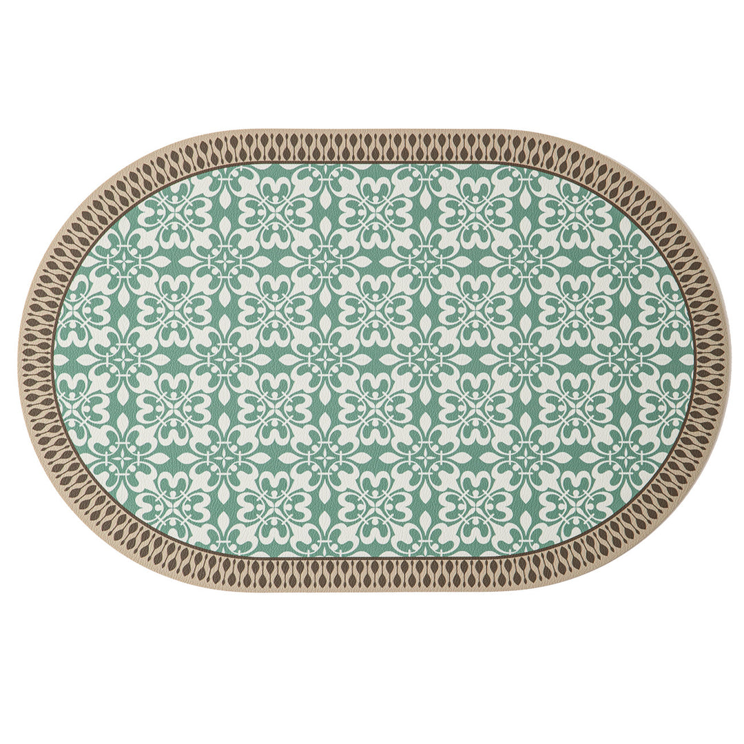 Beef woven area rug with floral ornamentation and animal motif