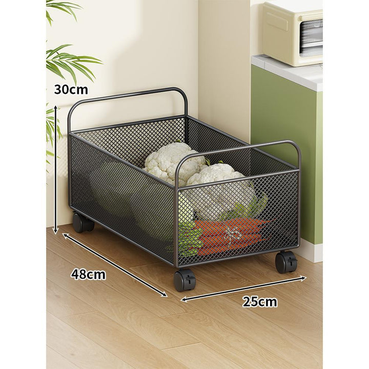 Mobile Mesh Storage Basket with Handle and Locking Casters