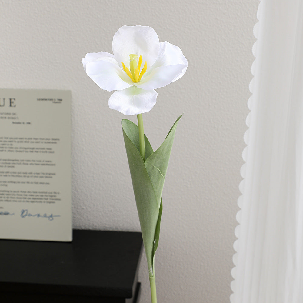 Artificial tulip blossom with detailed petals