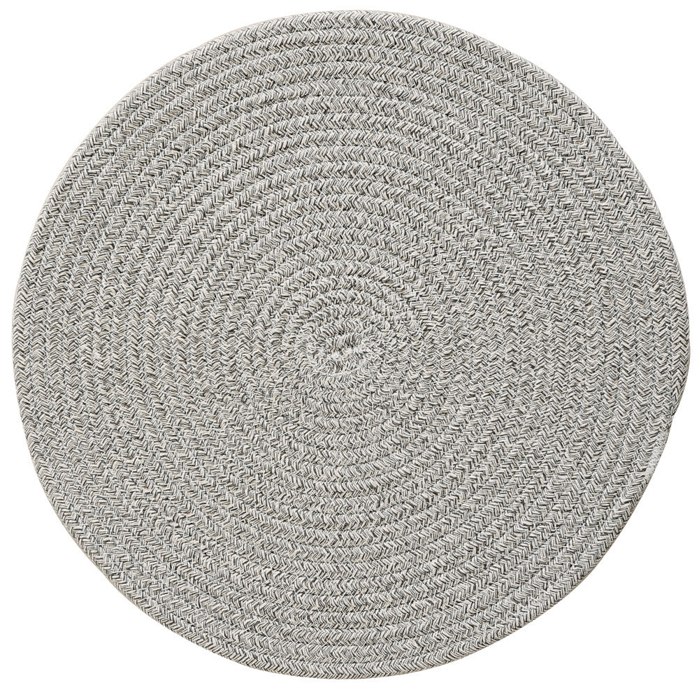 Braided round table mat made of cotton rope and sea grass with spiral structure