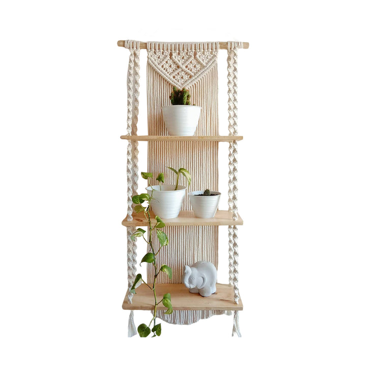 Macrame Plant Shelf with Decorative Hanging Design
