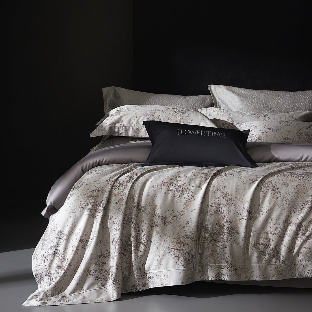 Decorative Textured Floral Print Duvet Cover Set Avarnia