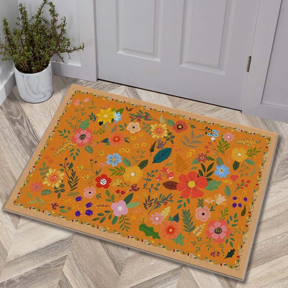 Luxurious Floral Design Bath Mat