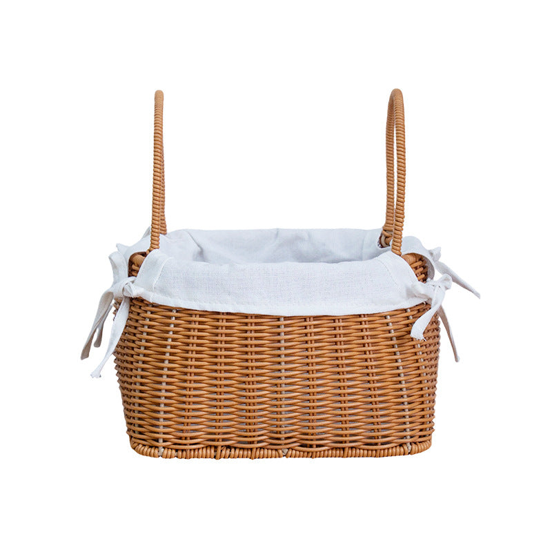 Handcrafted rattan basket with removable inner lining